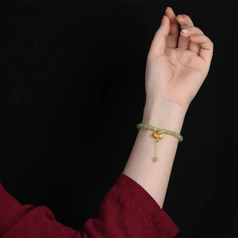 Two Shihuan natural Hetian Jade bracelet with fu character and constellation detailing in 6mm size