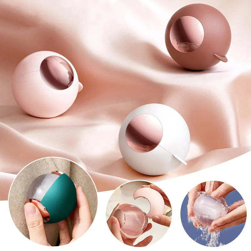 Reusable ABS hair removal ball lint roller in pink, showing handle and sticky roller surface.