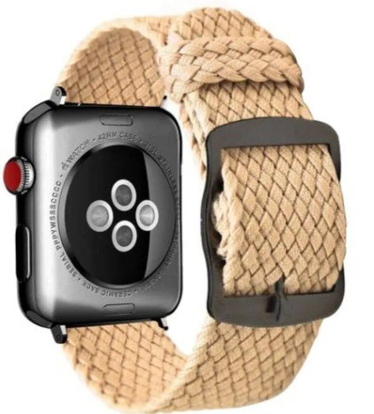 Breathable nylon perlon mesh Apple Watch band in green, lightweight replacement strap 38 40mm
