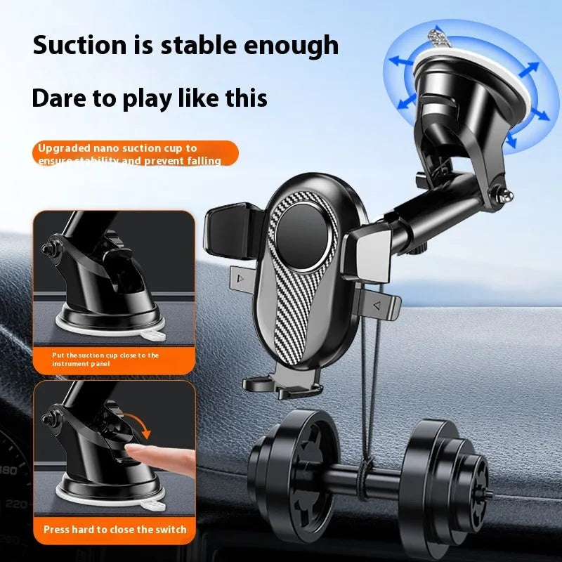 Car automatic lock extended suction phone bracket for universal mobile phones in black
