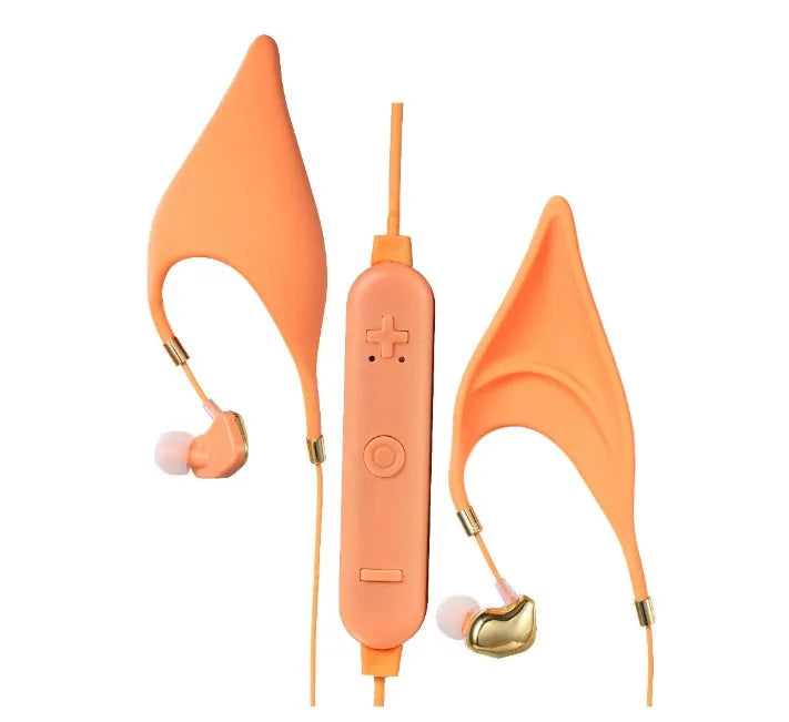 Cartoon elf ear headphones with microphone and 3.5mm cable in fantasy design