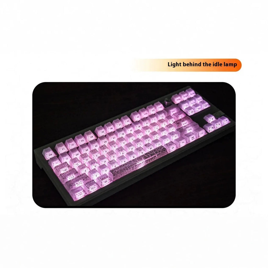 White stitched transparent mechanical keyboard keycaps in Qingying packaging