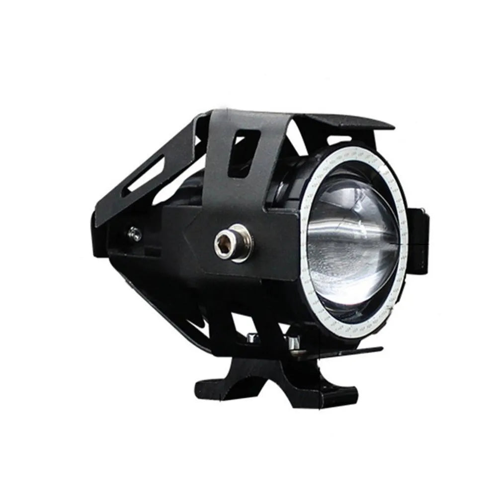 Black plastic motorcycle LED spotlight 125W 12x8cm universal fit fog light