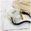Transparent square jelly shoulder bag in PC material with an adjustable strap, shown in a light colour.