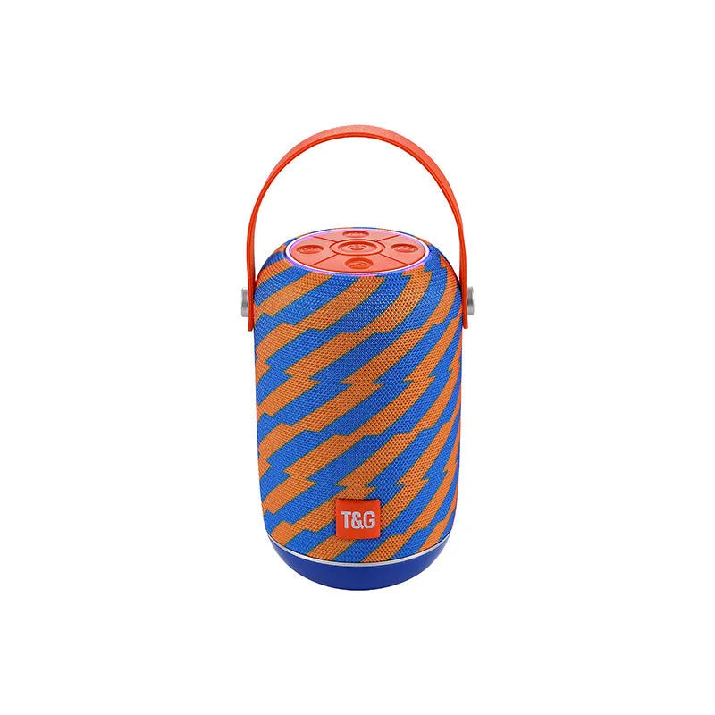 TG107 fabric Bluetooth portable speaker in blue colour with front relief spinning wheel design