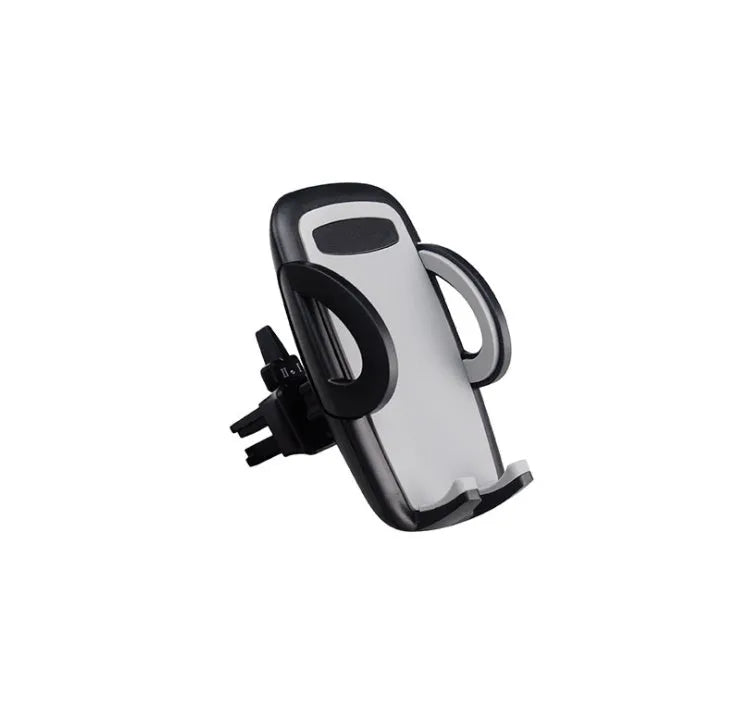 Black universal car mobile phone holder mounted on air conditioning vent