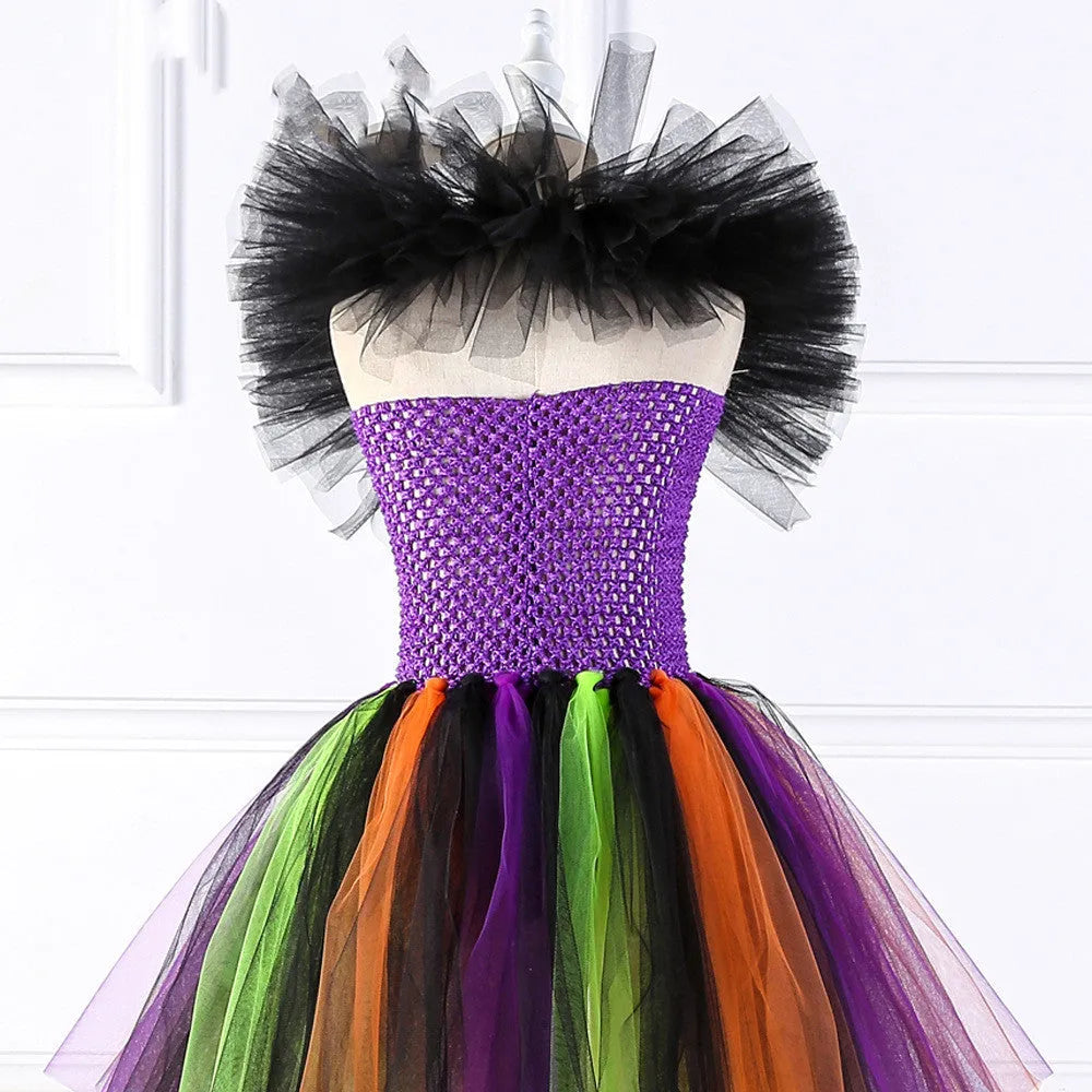 Halloween wizard girl dress in photo colour, nylon main fabric and lining, sizes 2Y to 12Y