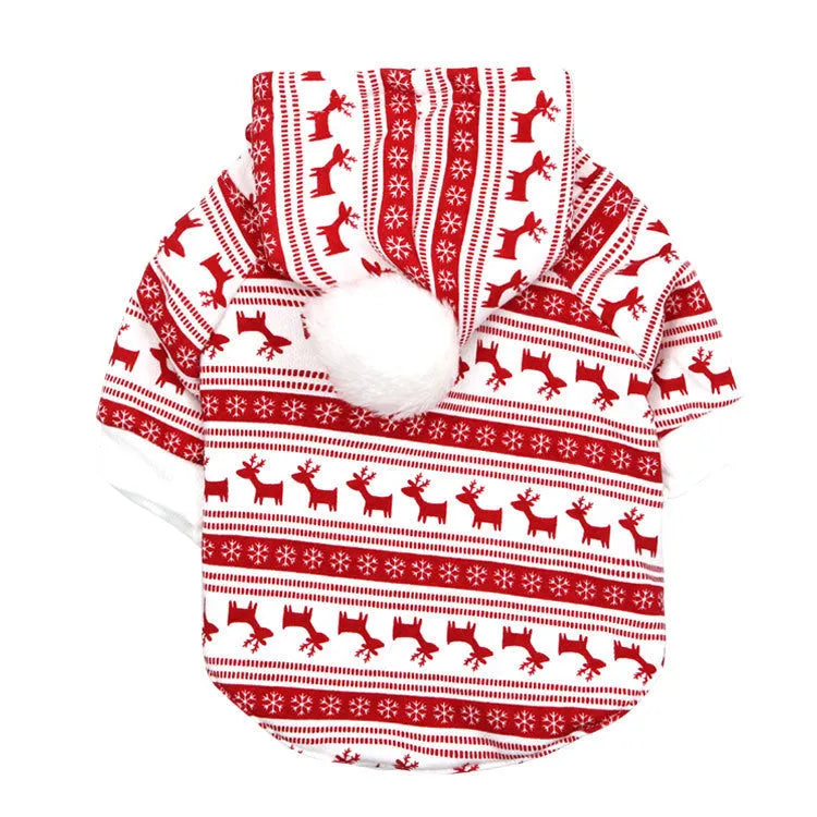 Red reindeer fleece pet Christmas sweater for dogs and cats in sizes XS to L