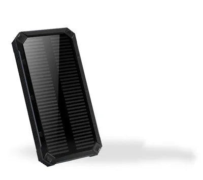 Solar power bank portable charger with plastic housing in black, green, orange, or yellow colour options