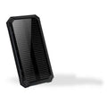 Solar power bank portable charger with plastic housing in black, green, orange, or yellow colour options