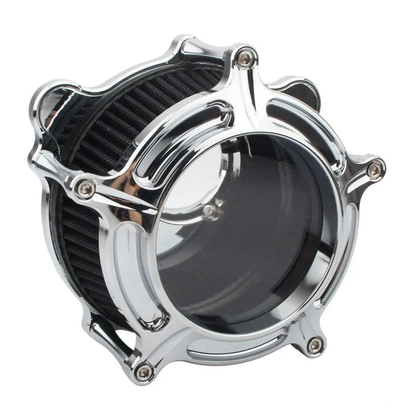 300mm diameter aluminium car air filter housing and cartridge in multiple colour options including electroplated red