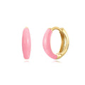 Oval curved earrings with silver needle copper posts and dripping oil finish in seven colours