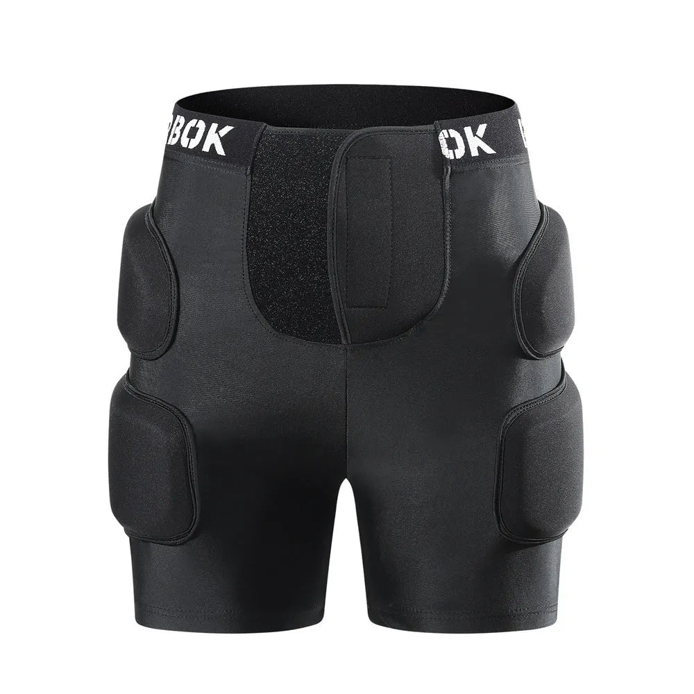 Black adult roller skating hip protection shorts with integrated NBR foam armour panels.