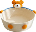Woven cotton rope pet bed with scratching surface in bear design