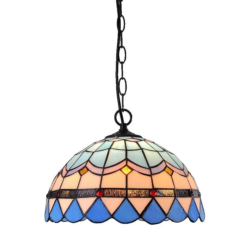 European baroque style chandelier with abstract shape and coloured glaze finish, shown as a hanging ornament.