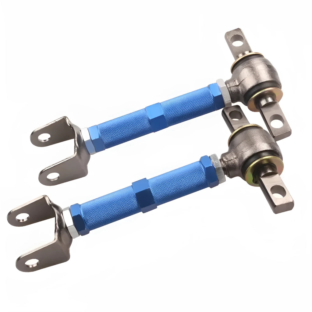 Blue and red aluminium alloy ES bones for Honda Civic EP3 rear pull rod recliner modification kit.