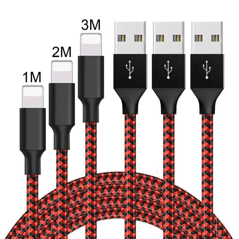 Braided nylon Micro USB charging cable in black and white colour, shown coiled.