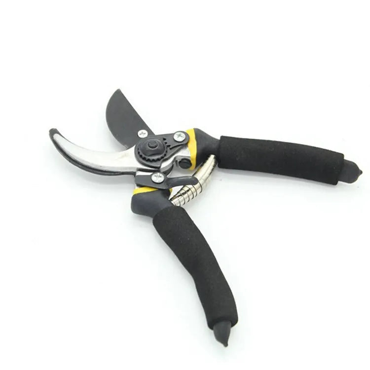 Yellow garden pruning shears with Teflon-coated steel blade and PVC handle, 200mm length