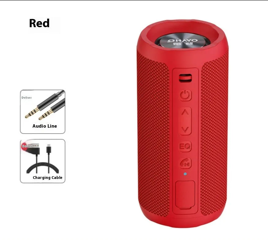 Bluetooth speaker home portable with subwoofer, 3600mAh battery, and waterproof nylon silicone shell in black standard edition