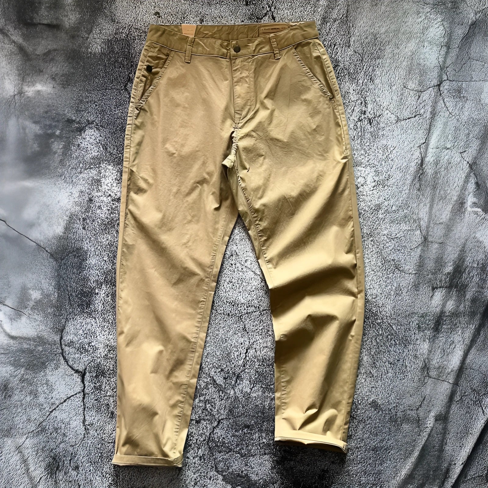 Casual loose straight track pants for men in black cotton solid colour