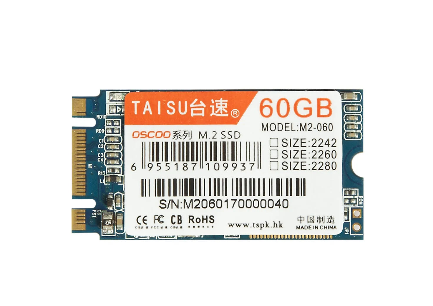 TAISU M.2 NGFF SSD solid state drive in 60GB 120GB or 240GB capacity supports 2242 2260 2280 sizes
