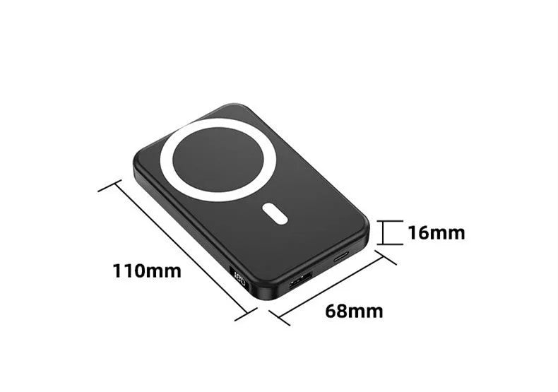 Ultra-thin magnetic wireless power bank for iPhone in black, white and blue colours