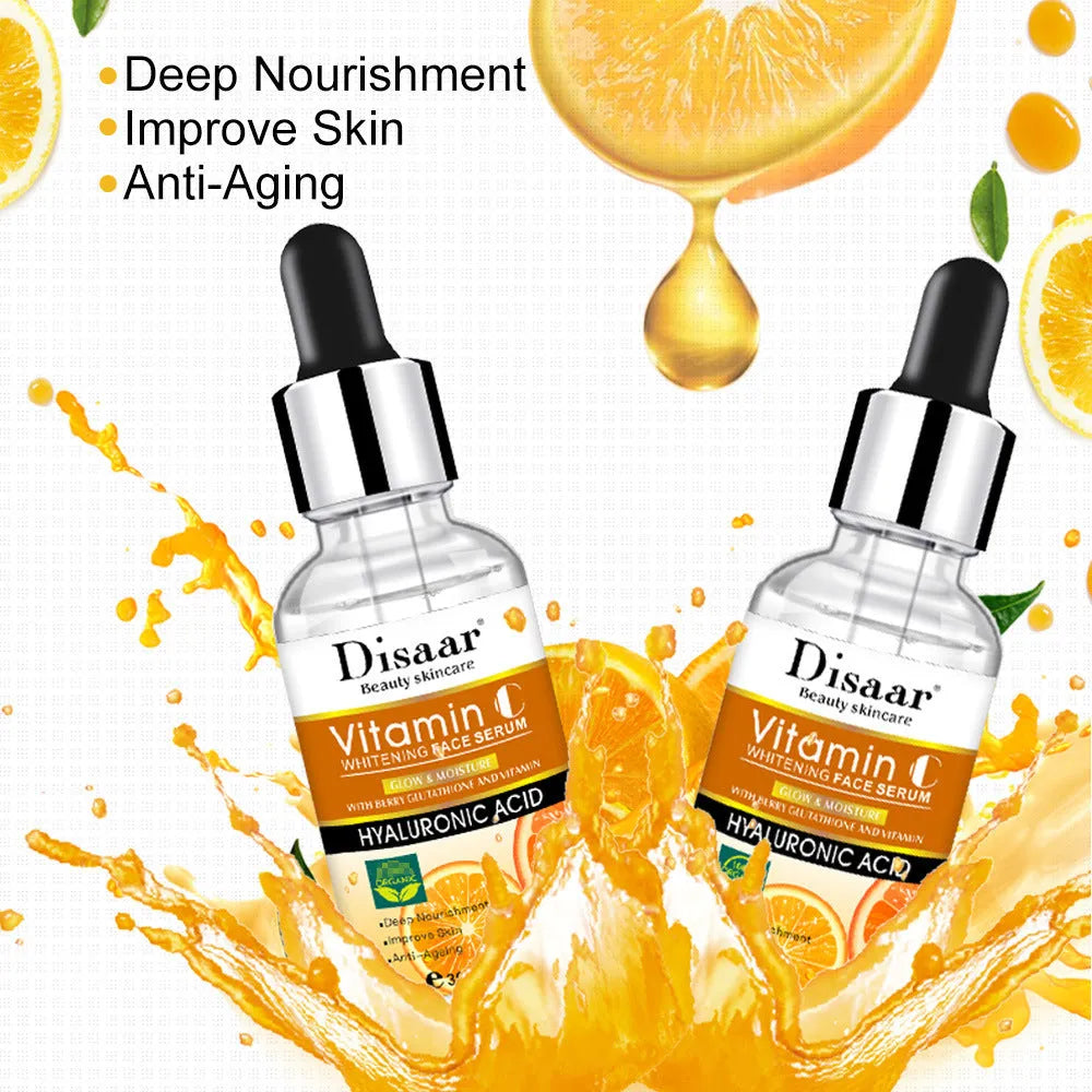 Brightening face serum with hyaluronic acid and vitamin C in 30ml bottle
