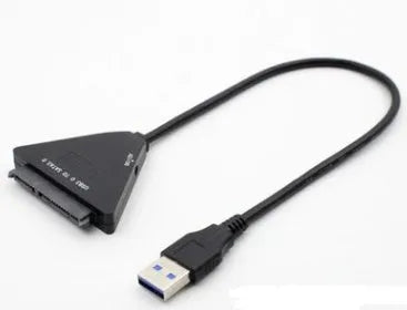 Black USB 3.0 to SATA 7+15 pin adapter cable with separate power connector for 2.5 and 3.5 inch hard drives.