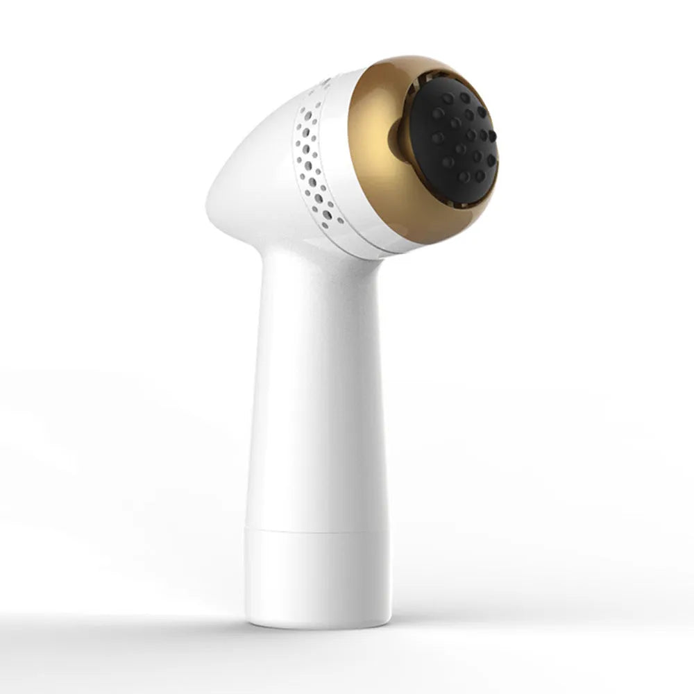 Handheld electric foot grinder with quartz head in gold, pink gold, and white silver colour options.