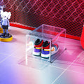 Large transparent acrylic shoe storage box with magnetic side door and lid