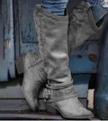 Women's suede knight boots high tube metal element black colour