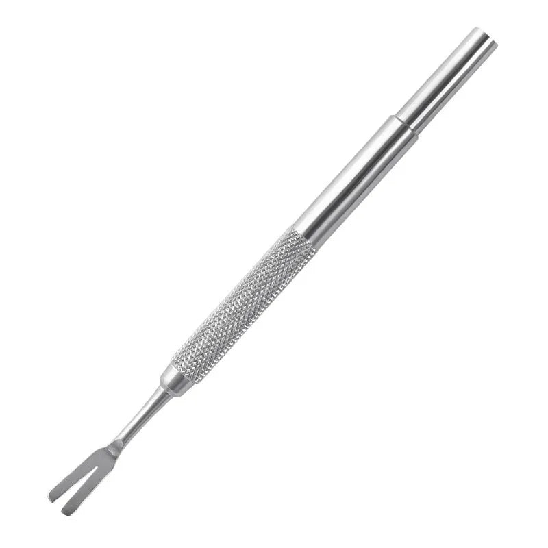 Silver stainless steel tick tweezers with fine-point tip for pet tick removal