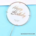Acrylic happy birthday cake inserting decoration with plastic card and wrought iron stand in butterfly pink style