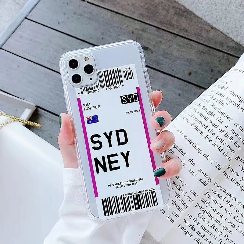 Ticket brand iPhone case with graffiti design on back, shown in light green colour.