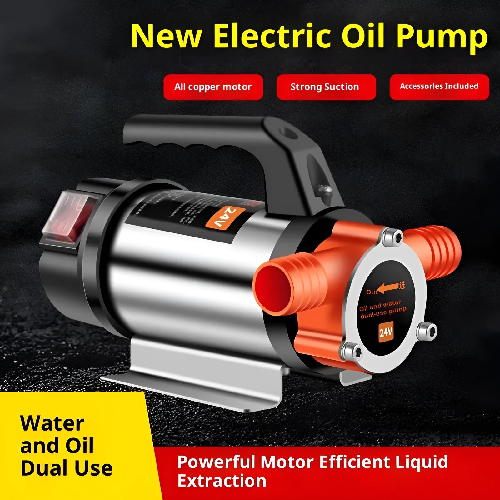 24V DC pumping oil pump with stainless steel pump body for oil-water dual-use fluid transfer