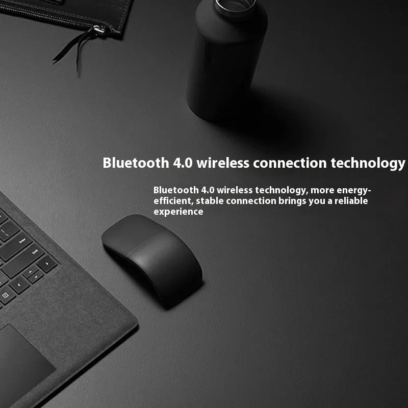 Folding Bluetooth 4.0 touch wireless mouse shown in unfolded position with dimensions 131.2 x 55 x 14.5 mm