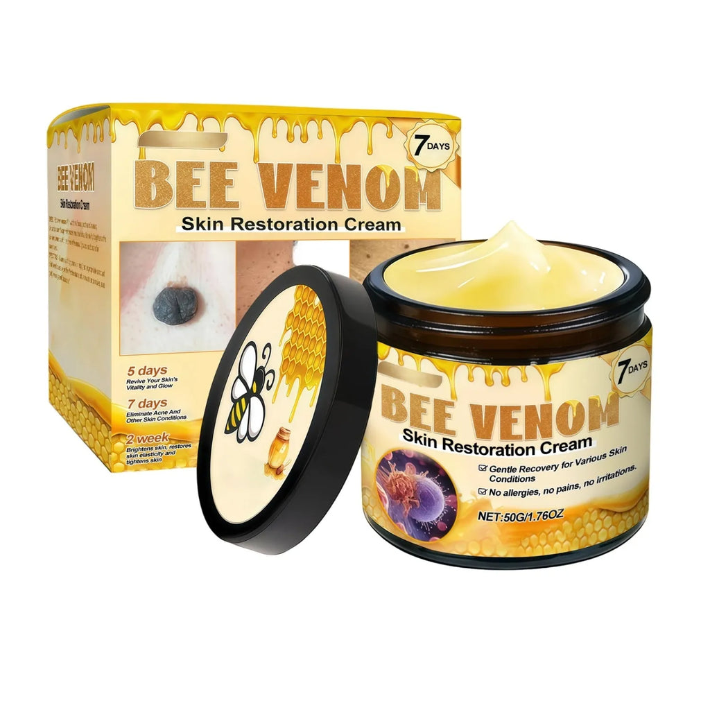 Youtian Mole Cleansing Skincare Body Cream 50g jar with bee venom and mint leaves on neutral background