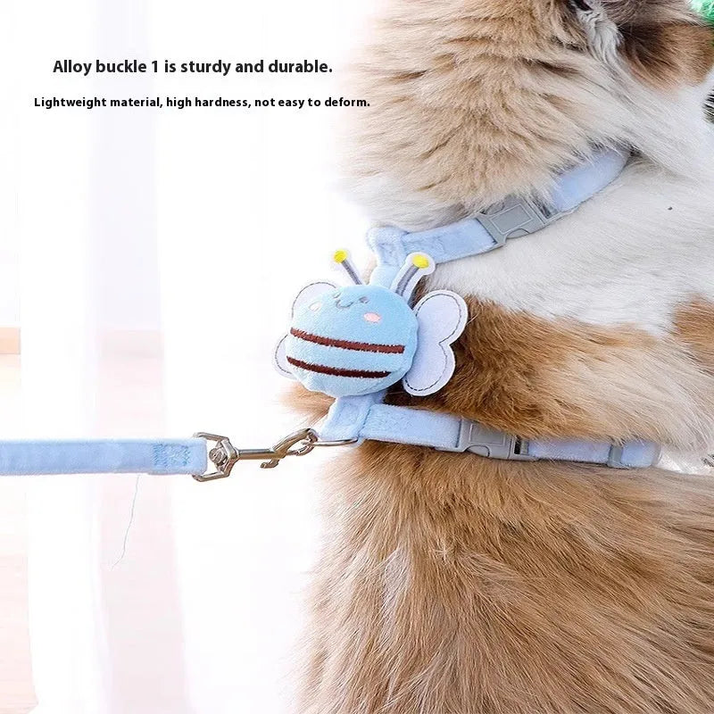 Bee shape adjustable cat leash in polyester available in pink, yellow and blue colours