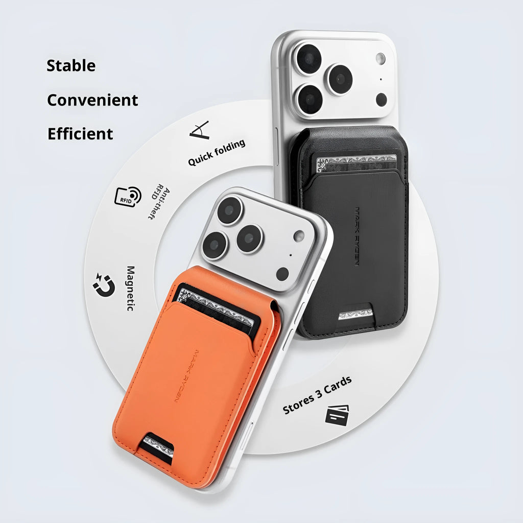 Magnetic PU phone stand wallet in elegant black, navy blue, green and rock white gray with card pack