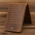Men's long leather card wallet in crazy horse hide with 18 card slots and a phone compartment.