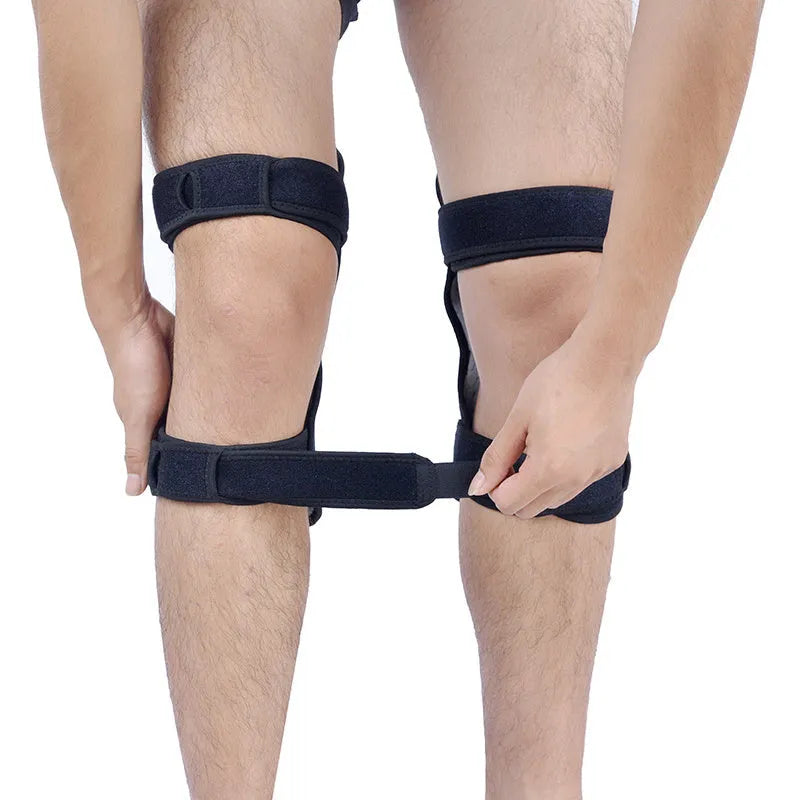 Adjustable knee brace with patella booster spring system for mountaineering and sports support