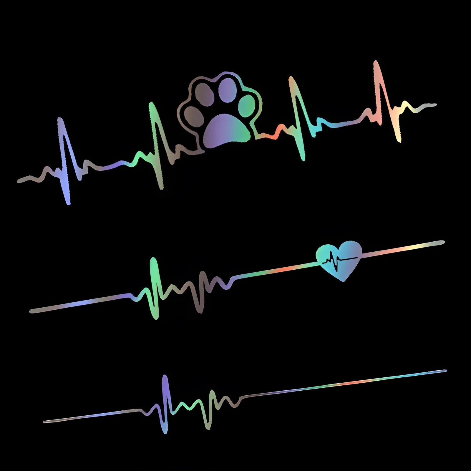 Creative ECG heartbeat design car bumper decorative sticker in colour gradient on a vehicle body