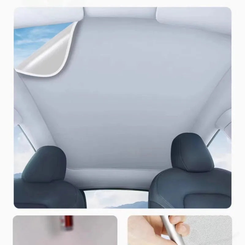 Silicone electrostatic car sunshade with plaid pattern in black colour for special vehicles