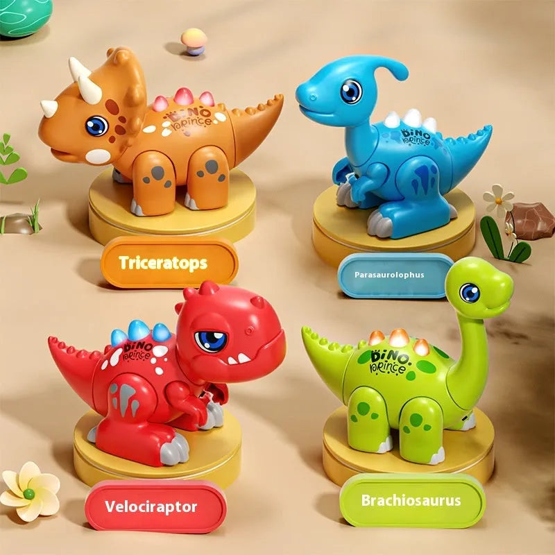 Magnetic assembly dinosaur toy in ABS, four model types with listed sizes from 15.5cm to 18cm, ages 3 plus