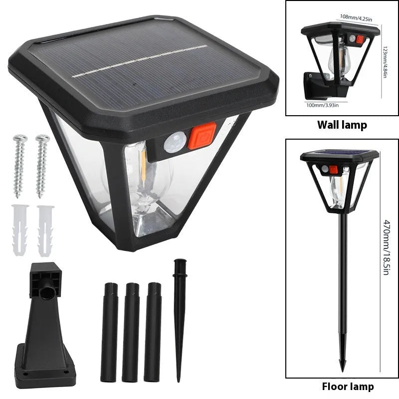 Outdoor solar wall lamp with abstract design, 108x460mm, for courtyard floor or wall placement