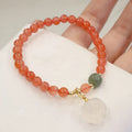 Natural red agate bracelet with cat paw design and gem inlay, 6mm women's zodiac style jewellery