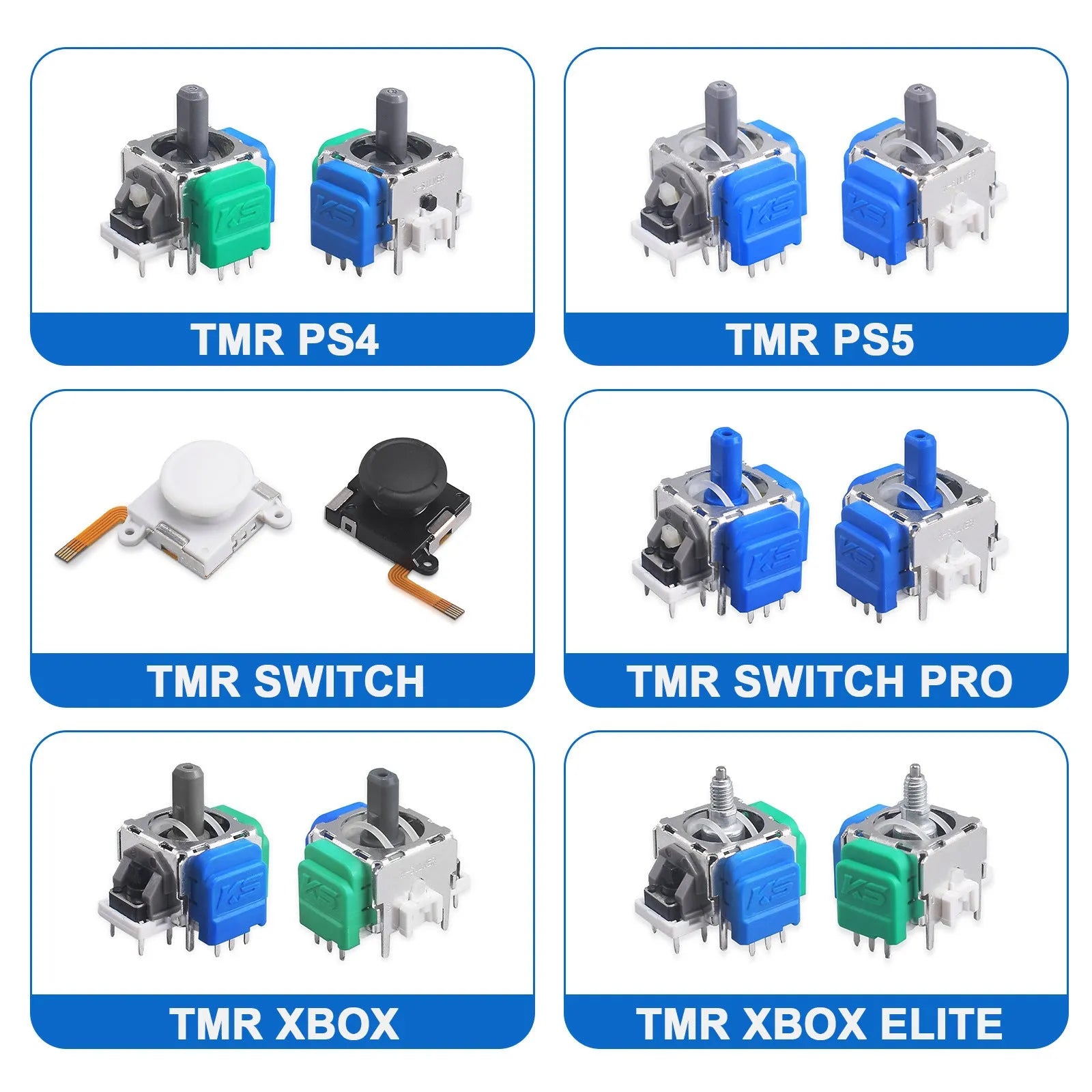 Single black hall effect magnetic replacement joystick for PS5, PS4, Switch and XBOX controller repair.