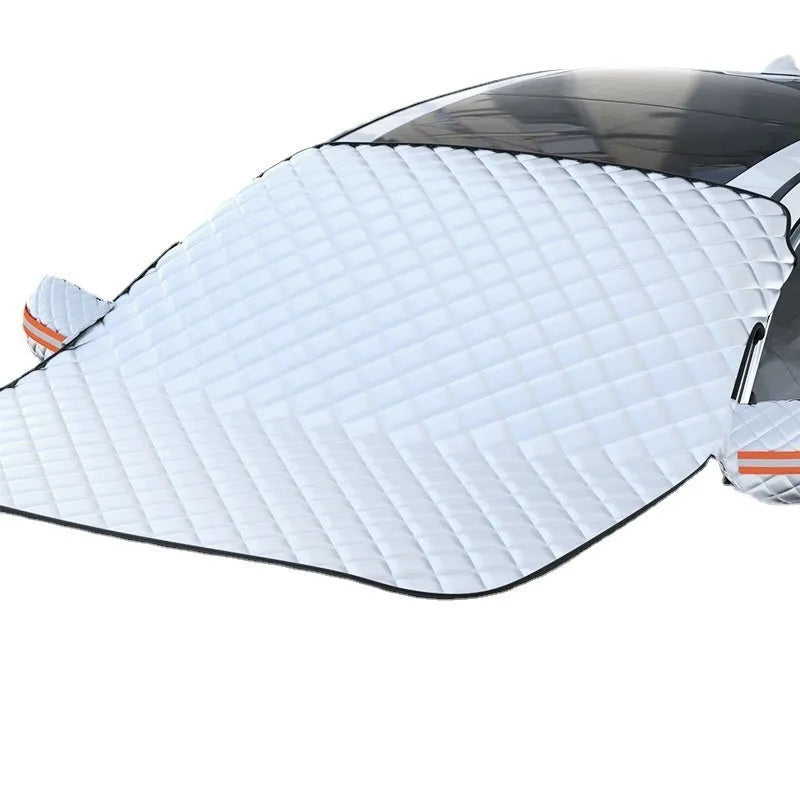Aluminium foil winter car cover for SUV windshields with reflective stripes and magnets