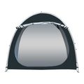 Large black outdoor bicycle storage tent showing roof design, suitable for 2-3 bikes.