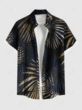 Men's striped short sleeve shirt with stand collar in loose cardigan style